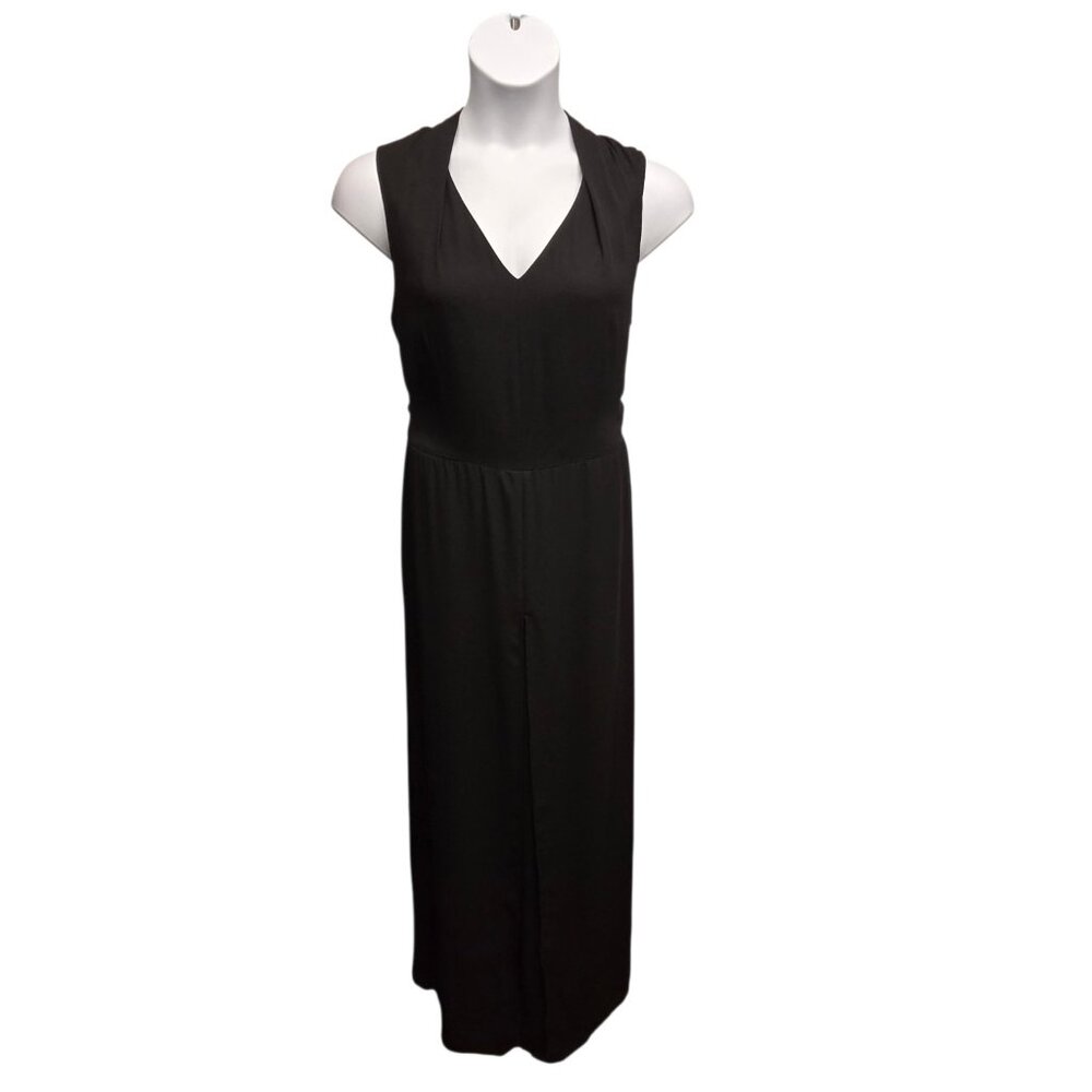 Tahari Arthur S Levine Size 12 Black Wide Leg Jumpsuit Tie Back Cocktail